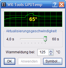 Bildschirmfoto von GpuTemp