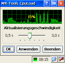 Bildschirmfoto von CPULoad mit Statussymbol