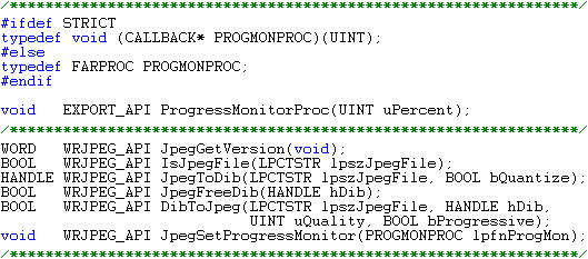Auszug aus der Kopfdatei zur JPEG/JFIF-Bibliothek